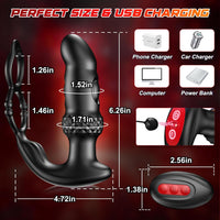 Vibrating & Tapping Dual Motor Prostate Massager with Ergonomic Design Double Cock Rings 6.2 Inch