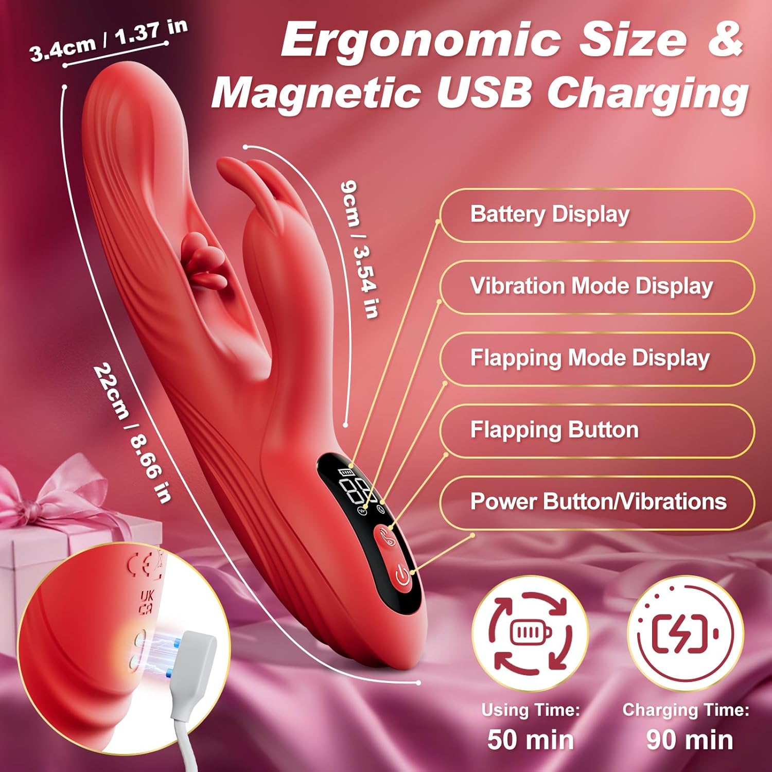 Triple Stimulation LED Screen Display 9 Vibrations & 9 Tapping Rabbit Vibrator