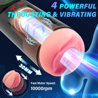 Solace - Automatic Freshly Shaved Vaginal Male Masturbator - LED Display with 4 Sucking & Vibrating & Thrusting Modes (≤60 dB)
