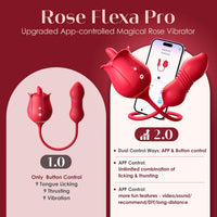 Rose Tongue Licking with Thrusting Egg Vibrator (≤35 dB) - App or Partner Can Control Remotely, Small But Powerful #Pussy Licking