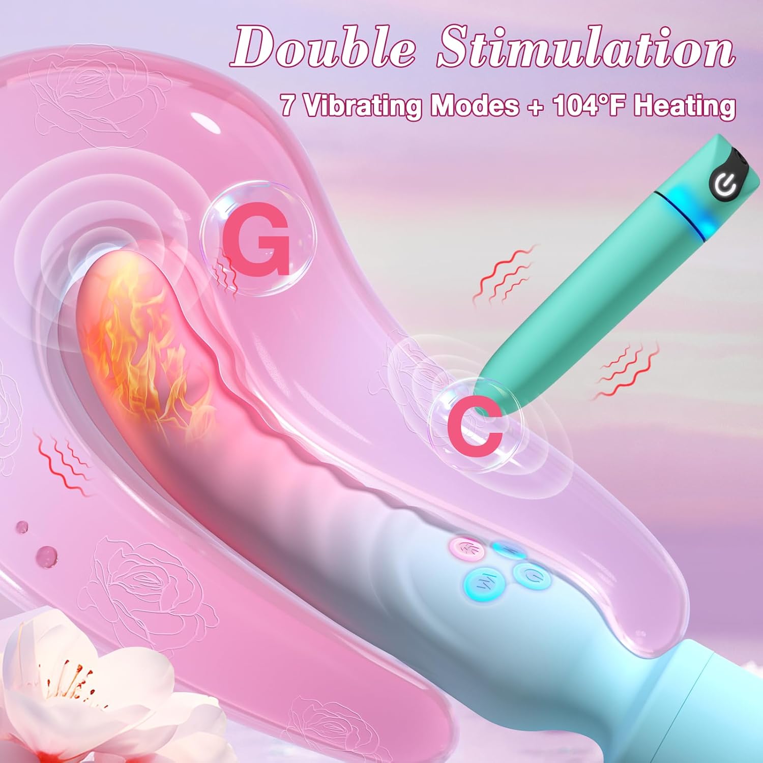 Dual Wand Massager & Bullet Vibrator Set - 7 Modes, Heating, Quiet, Waterproof & Body-Safe Silicone