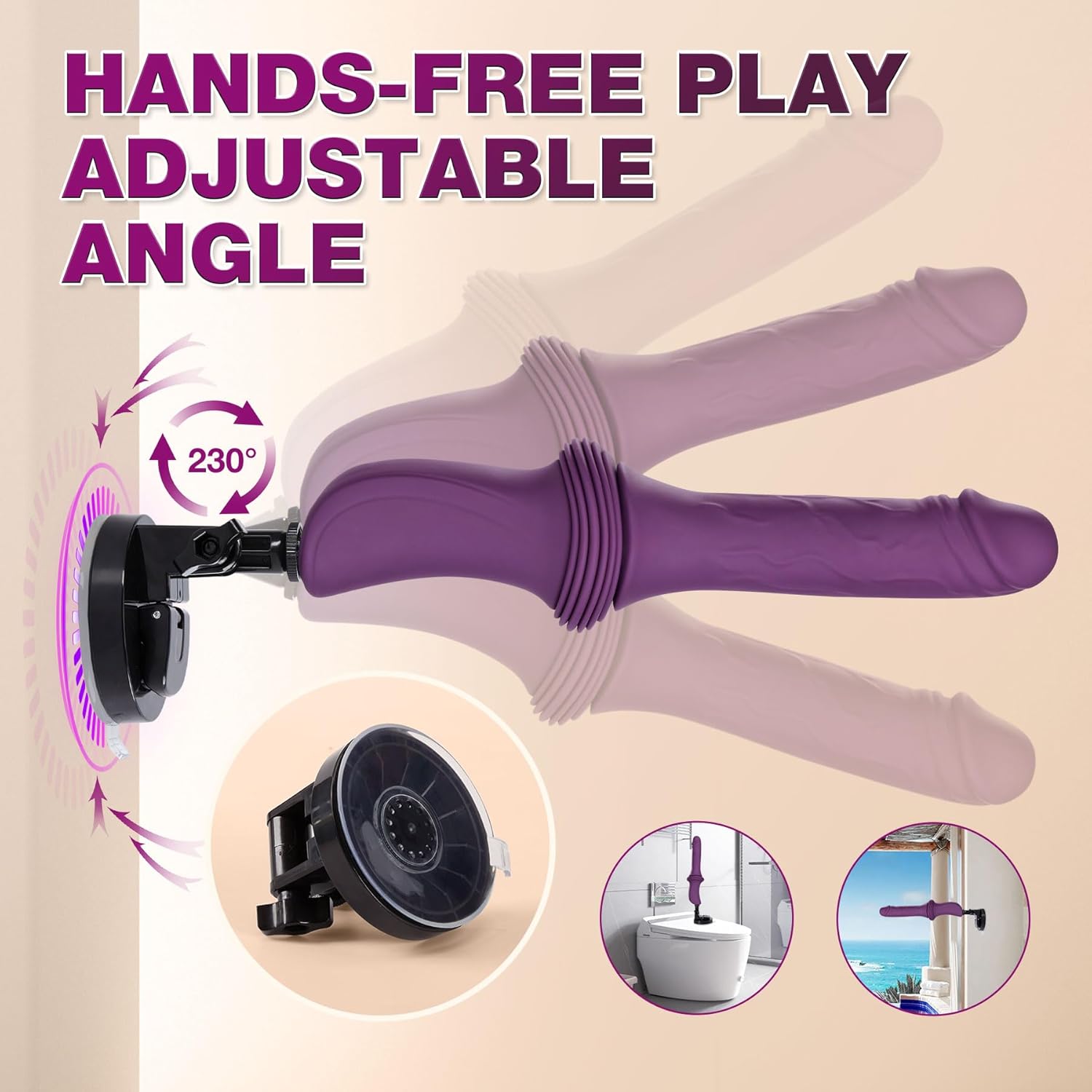 Thrusting Telescopic Heating (108°F) Dildo Vibrator with Removable Suction Cup 12.85 Inch