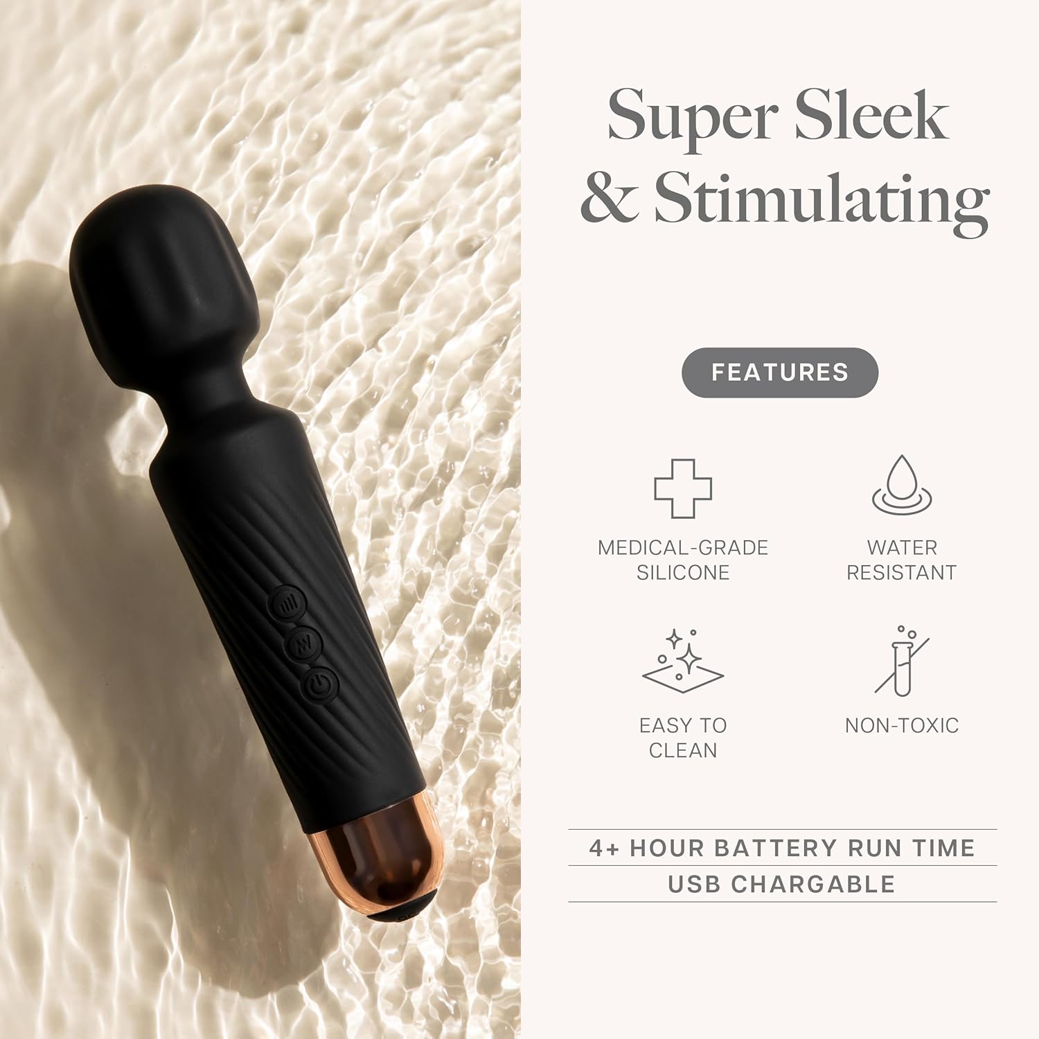 Personal Wand Massager Clit Stimulator Quiet & Small Vibrator - Solo or in Your Lover’s Hands (<45 dB)