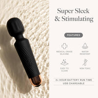 Personal Wand Massager Clit Stimulator Quiet & Small Vibrator - Solo or in Your Lover’s Hands (<45 dB)