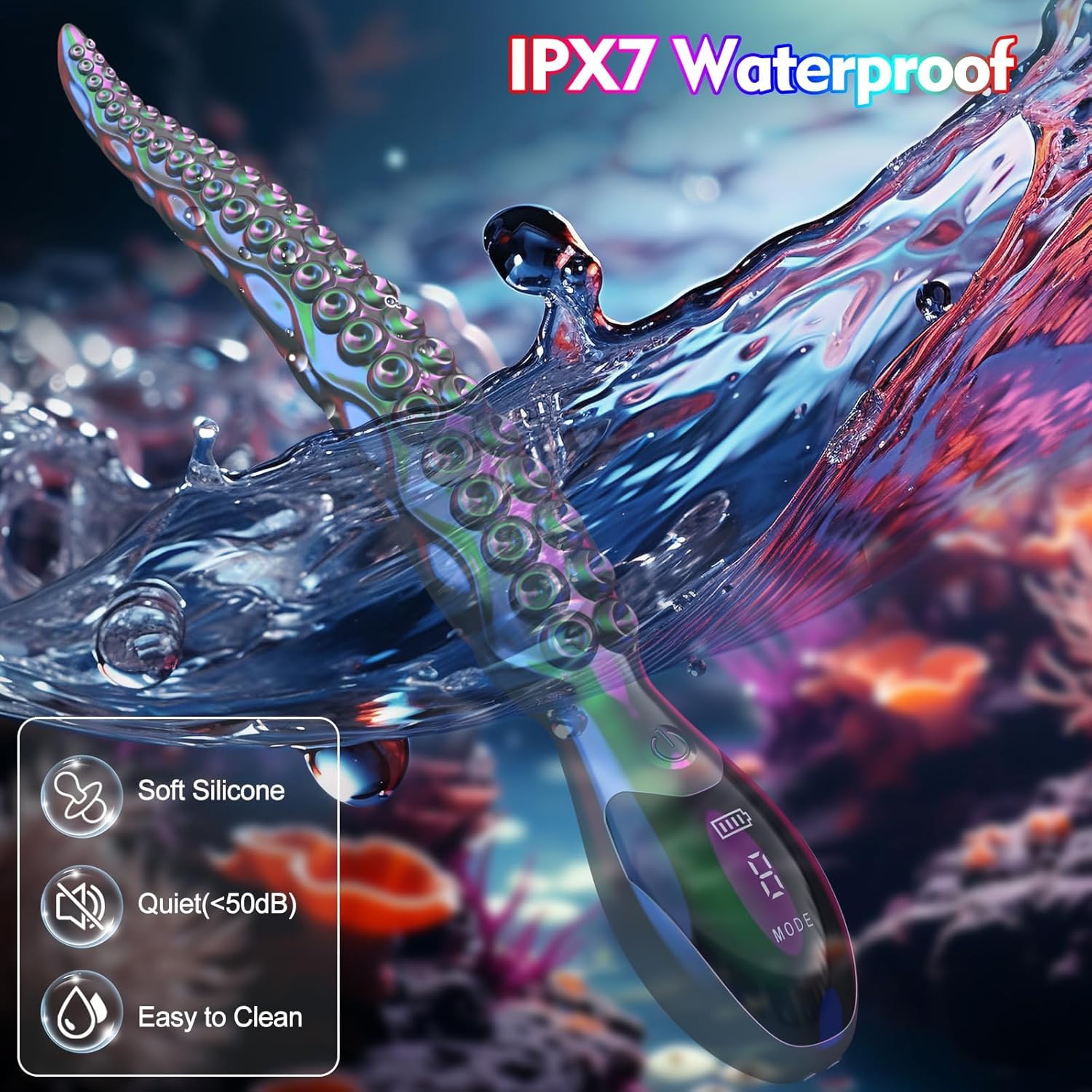 10.6" Tentavibe Flexible Silicone Shaft Vibrating Tentacle Dildo Digital Screen Vibrator