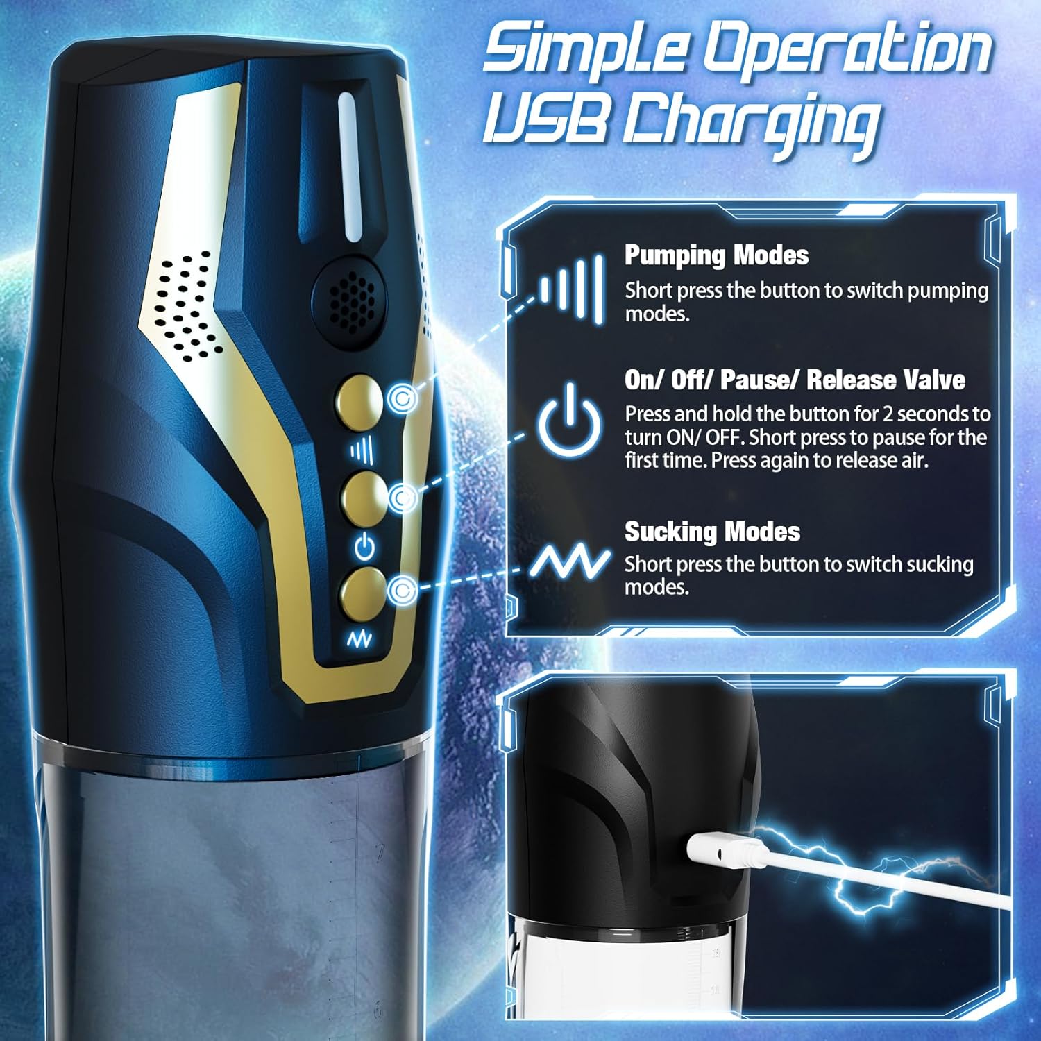 Intelligent Voice Control Penis Vacuum Pump with 4 Training Pressure & 4 Suction Modes #happenis