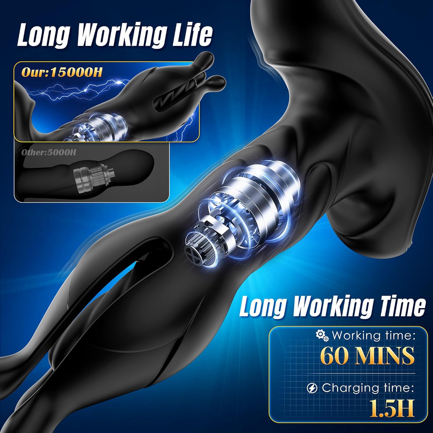 Deep Penetration Anal Extender Upgraded Penis Trainer with Tension Shock Flapping Thrusting Vibrating 6 Inch (<45 dB)