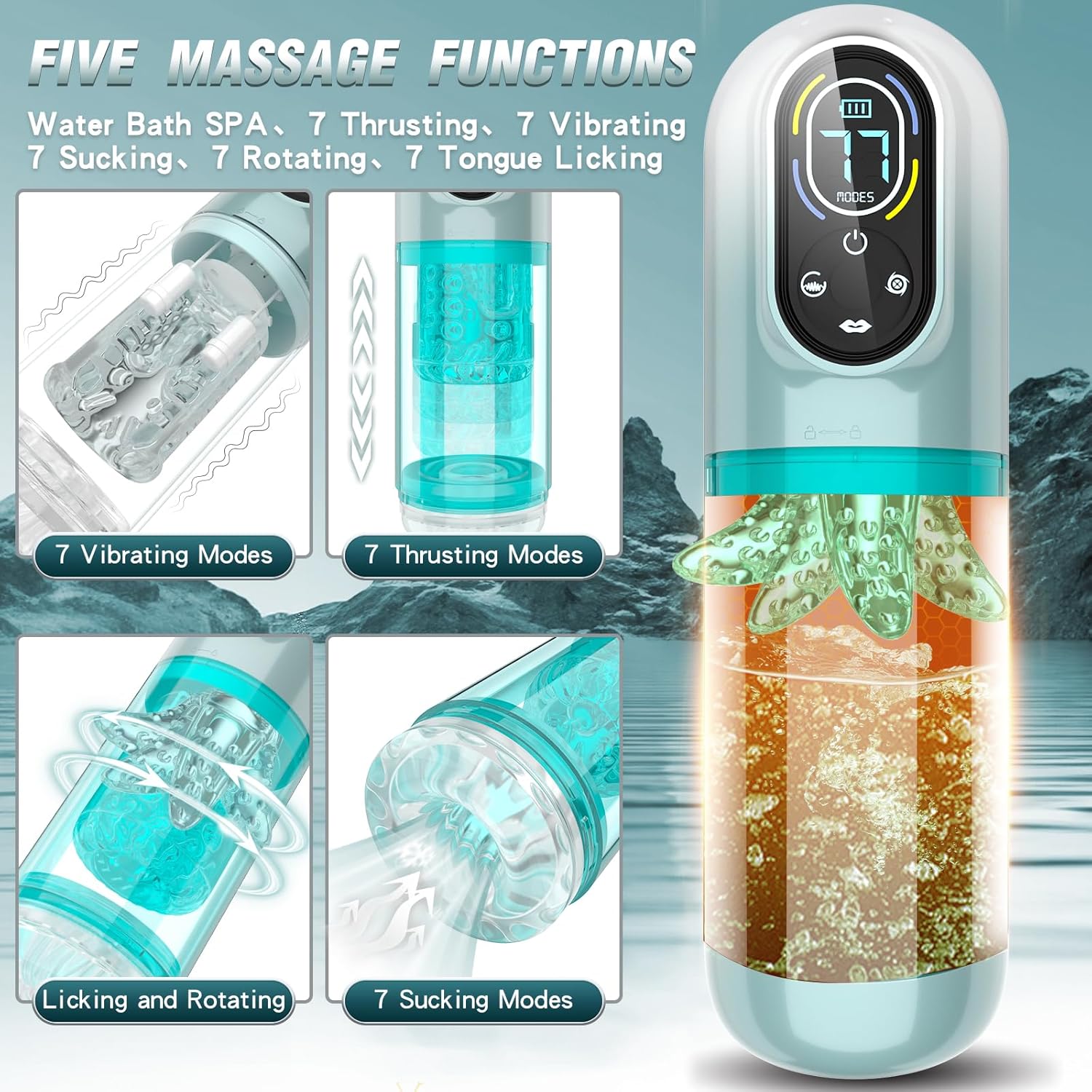 Premium Automatic Mouth Watering Male Masturbator with Realistic Suction & Hands-Free Edging Control