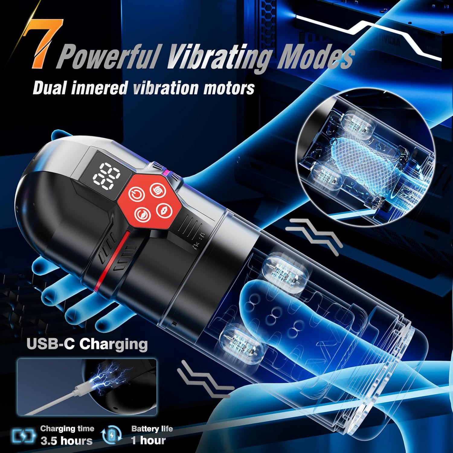 Upgrade 12 in 1 Automatic Cum Lovers Masturbator Hyperspermia Vacuum Pump with LCD Display (<50 dB)