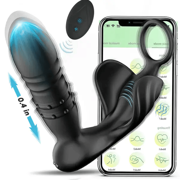 Beads 9 Thrusting Remote Control Anal Vibrator With Cock Ring