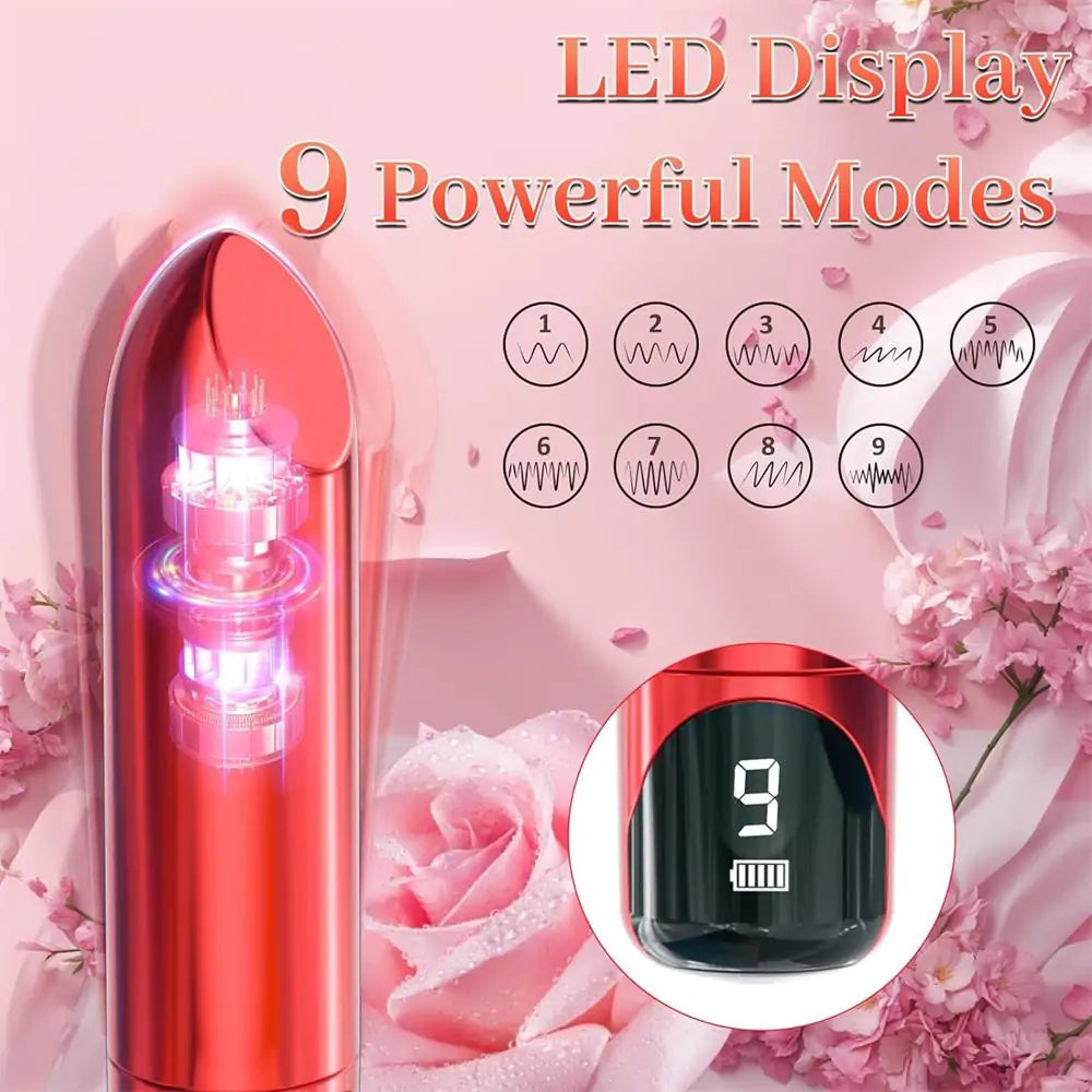 Chaiamo Bullet Vibrator Burgundy Lipstick Vibe with LED Display