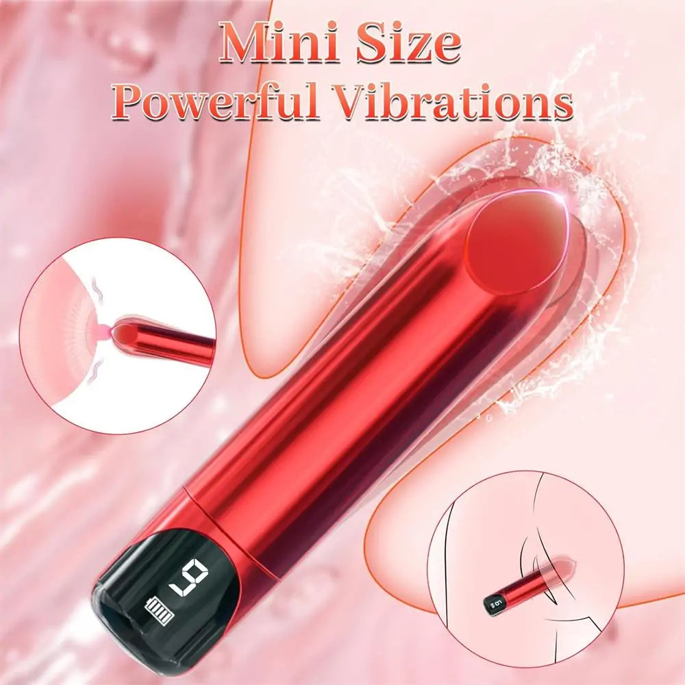 Chaiamo Bullet Vibrator Burgundy Lipstick Vibe with LED Display