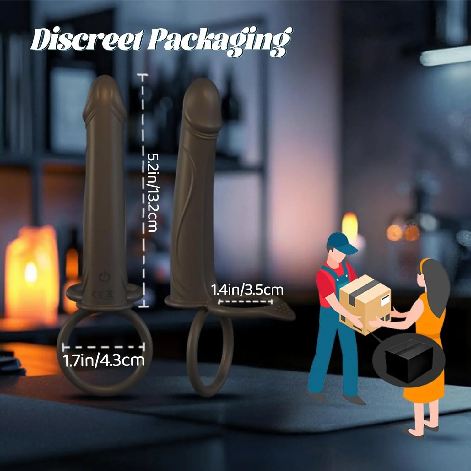 Strap On 15° Curved Surface Dildo with Vibrating Cock Ring for Penis Double Penetration