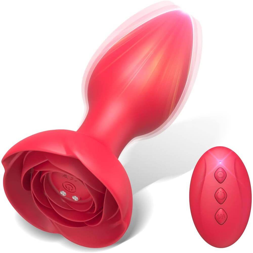 Rose Butt Plug Toy | Red Silicone Butt Plug | Adorime