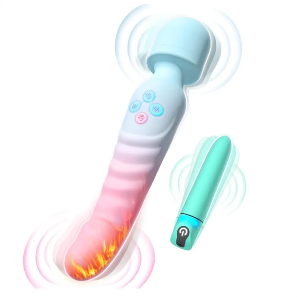 Waterproof Heating Wand Massager & Bullet Vibrator Set