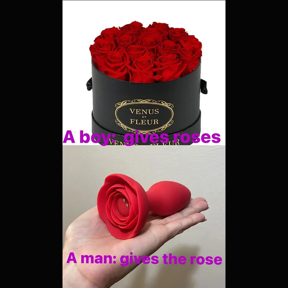 Rose Butt Plug Toy | Red Silicone Butt Plug | Adorime