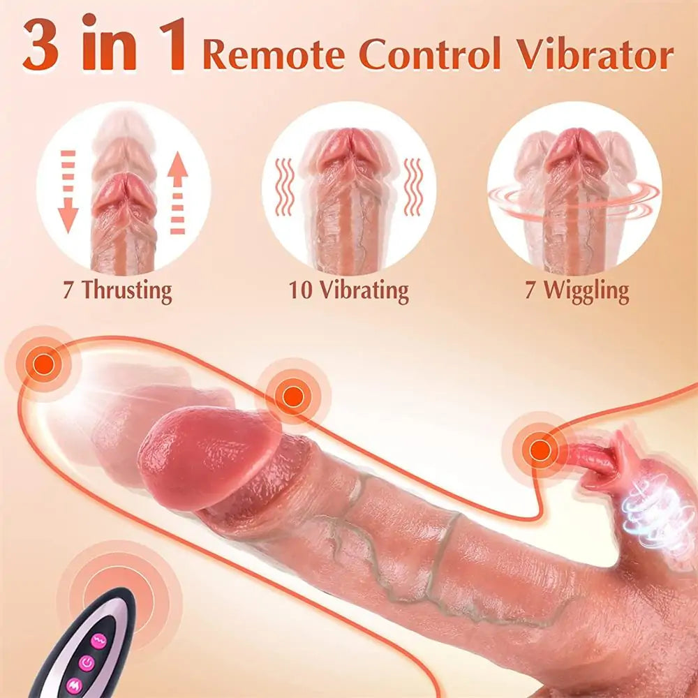 8.5" Thrusting Realistic Dildo Vibrator with Heating & Remote Control
