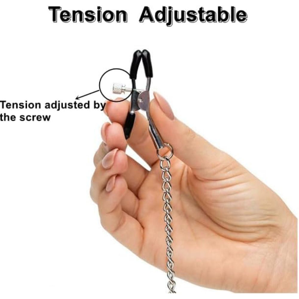 Adjustable BDSM Nipple Clamps with Chain – Teasing Toys for Couples & Women
