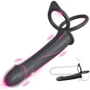 Strap On Anal Dildo with Vibrating Cock Ring Penis Sleeve 10 Vibrations