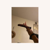 9.5” Black and Red Striped Thick Realistic Vibrating Thrusting Dildo