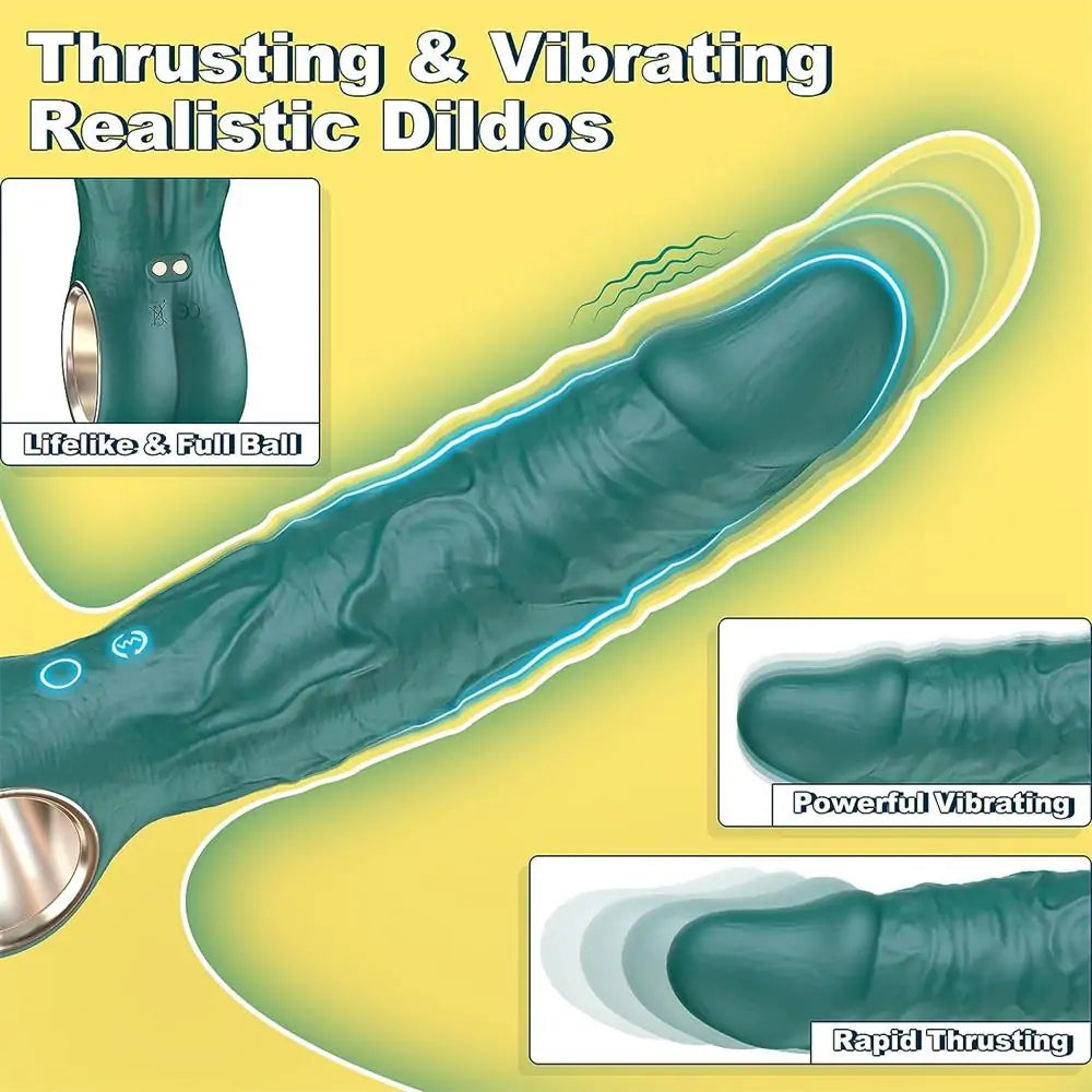 Adorime Realistic Silicone Thrusting Dildo Vibrator with 7 Thrusting & 10 Vibrating