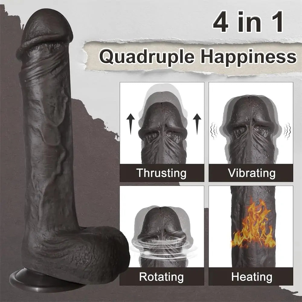 Adorime  8.6'' 4 in 1 Realistic Thrusting Vibrator Dildos with 10 Modes & Heating
