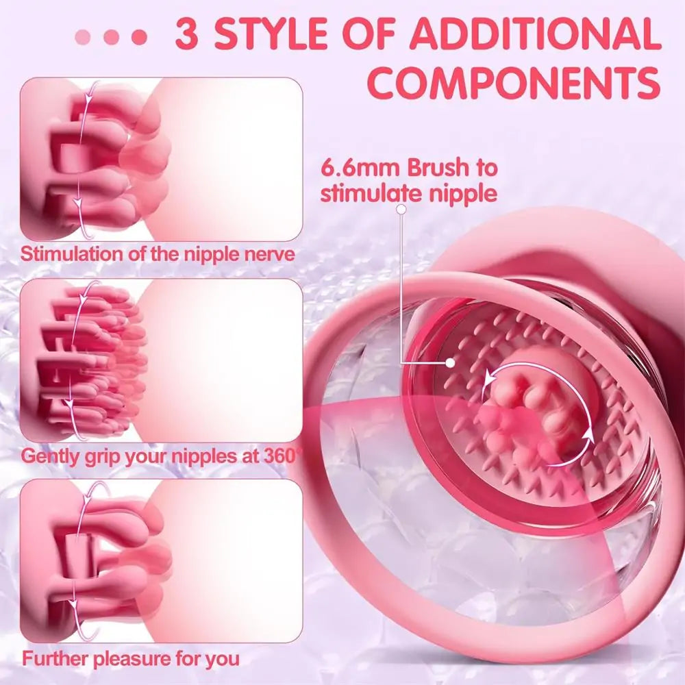 3 Brush Heads Nipple Teasers Manual Sucking with 10 Powerful Rotation Modes