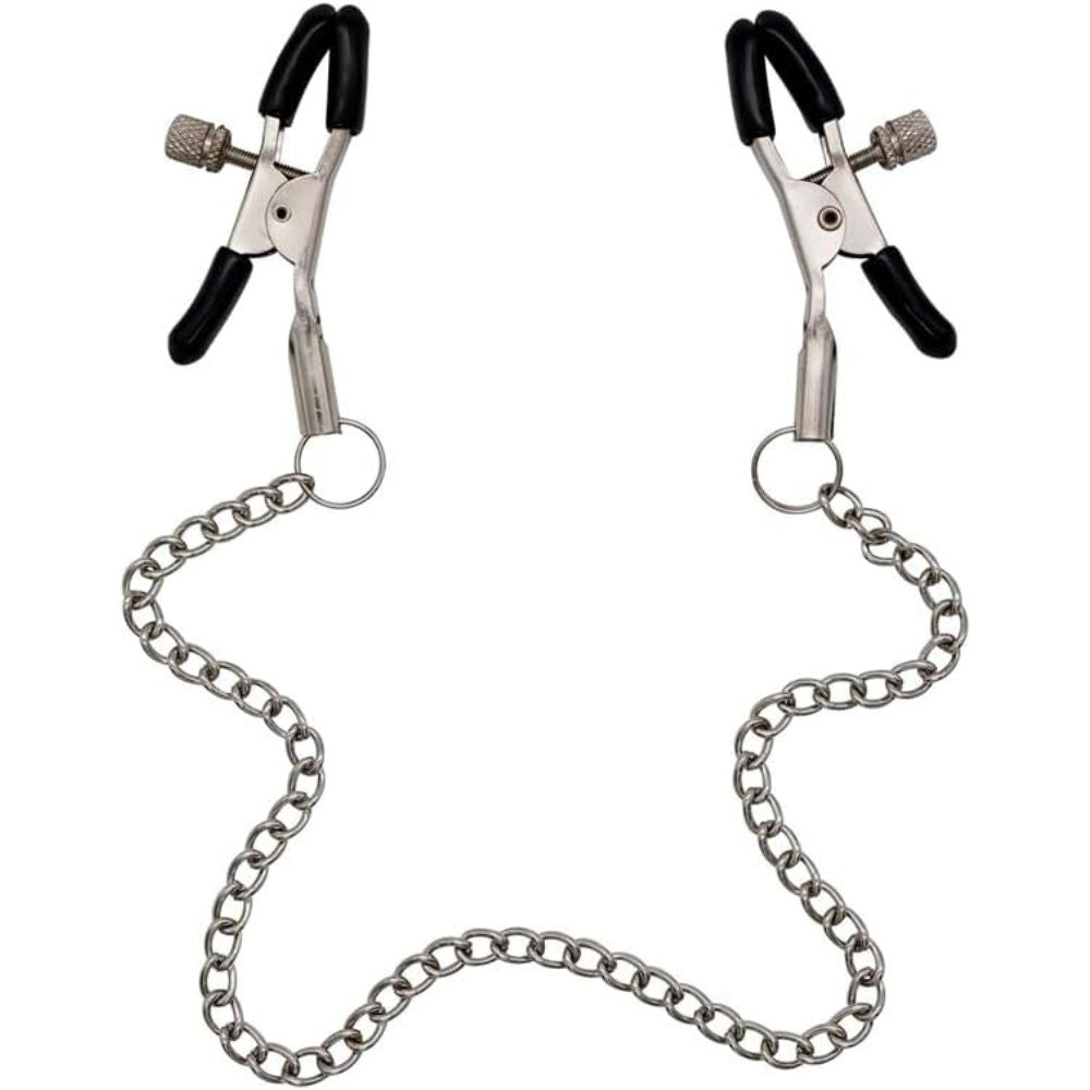 Adjustable BDSM Nipple Clamps with Chain – Teasing Toys for Couples & Women