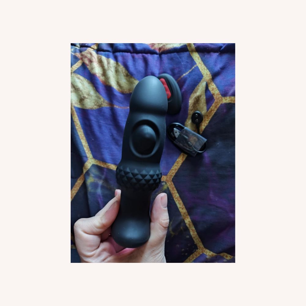 Sleek Dual Motor Prostate Massager with Double Cock Ring 6.2 Inch