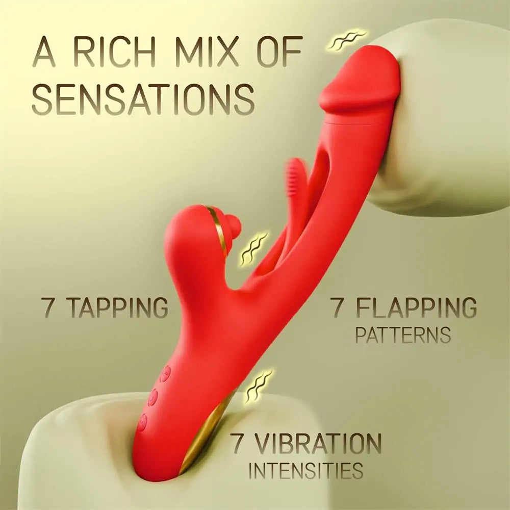 3 in 1 G Spot Vibrators with 7 Tapping, 7 Vibrating & 7 Flapping Patterns