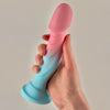 Macaron - 7.5” Liquid Silicone Realistic 9 Vibrations Slim Dildo with Suction Cup
