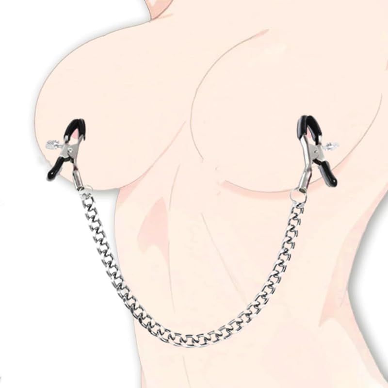 Adjustable BDSM Nipple Clamps with Chain – Teasing Toys for Couples & Women