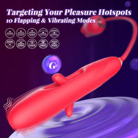 4 in 1 Mouth-Shaped Tongue Licking & Kissing Rose Clitoral Stimulator Flapping Vibrator #Pussy From Behind #Rimming