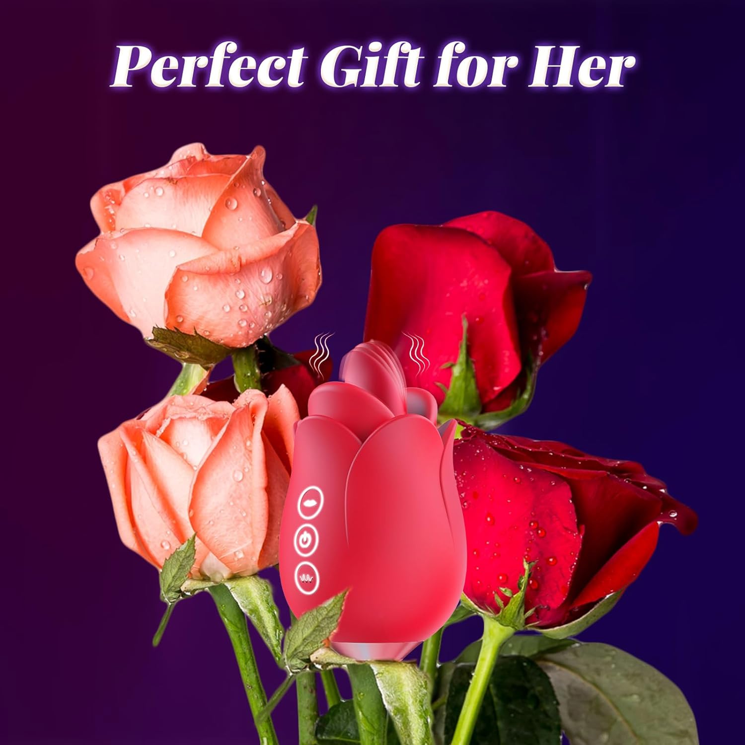 4 in 1 Mouth-Shaped Tongue Licking & Kissing Rose Clitoral Stimulator Flapping Vibrator #Pussy From Behind #Rimming