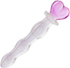Pink Heart Crystal Glass Pleasure Wand Dildo Penis, Pink (8.3inch)