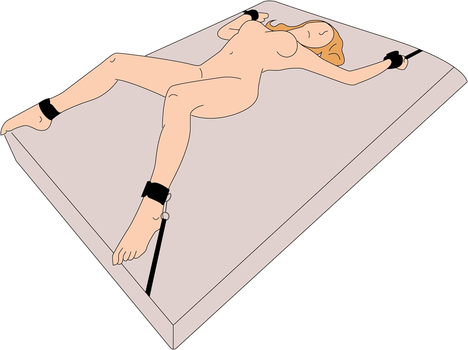 Under the Bed Bondage Restraint Set with Cuffs, Blindfold & Feather Tickler