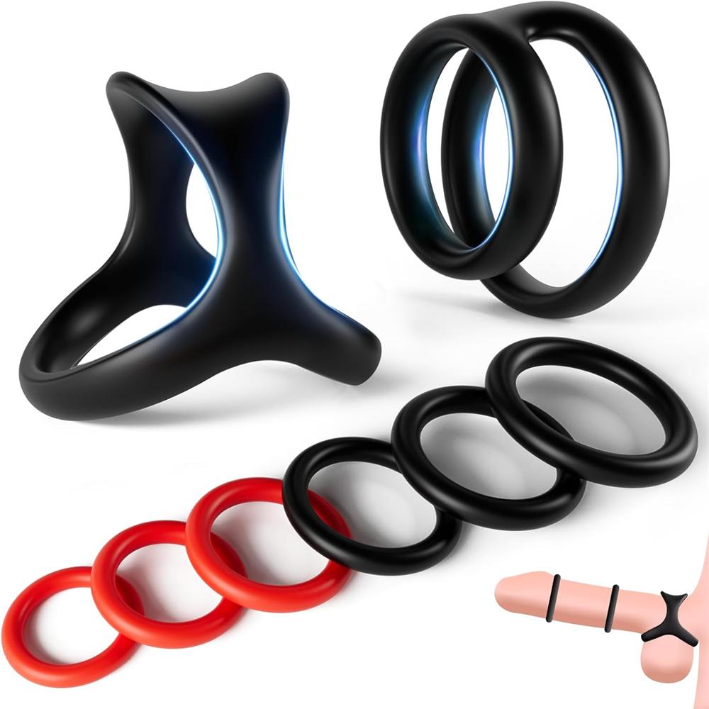 Get Hard Extra Thick Silicone Cock Ring Set (8 Count)