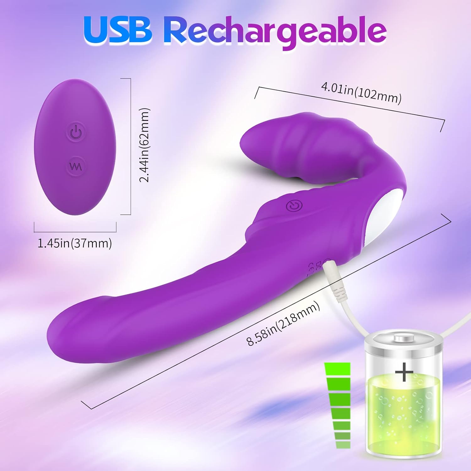 Boekieu Sex Toys Strapon Dildo Strapless Wearable Dildo Vibrator 5 Inch