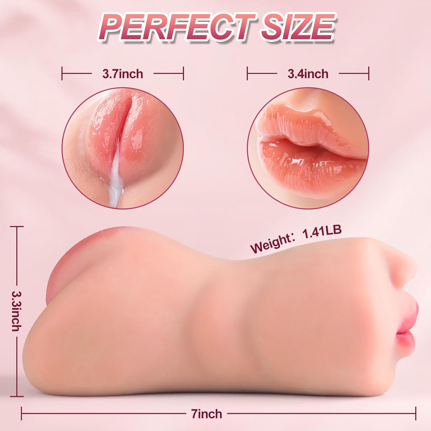 7 Inch Pocket Pussy with 3D Realistic Textured Tight & Real Mouth