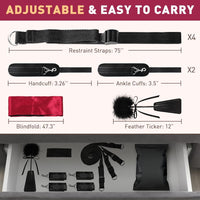 Under the Bed Bondage Restraint Set with Cuffs, Blindfold & Feather Tickler