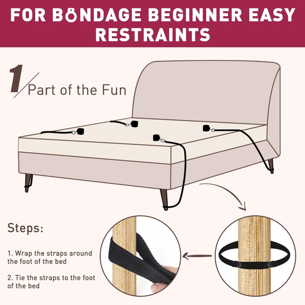 Under the Bed Bondage Restraint Set with Cuffs, Blindfold & Feather Tickler