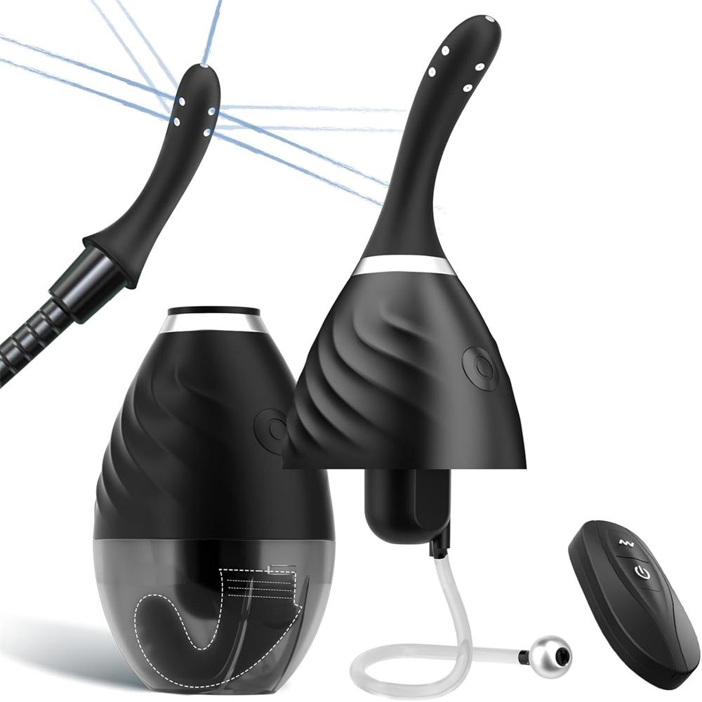 Remote Control Reusable 9 Holes Anal Douche Bottle for Colon Cleanse Men