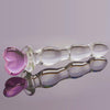 Pink Heart Crystal Glass Pleasure Wand Dildo Penis, Pink (8.3inch)