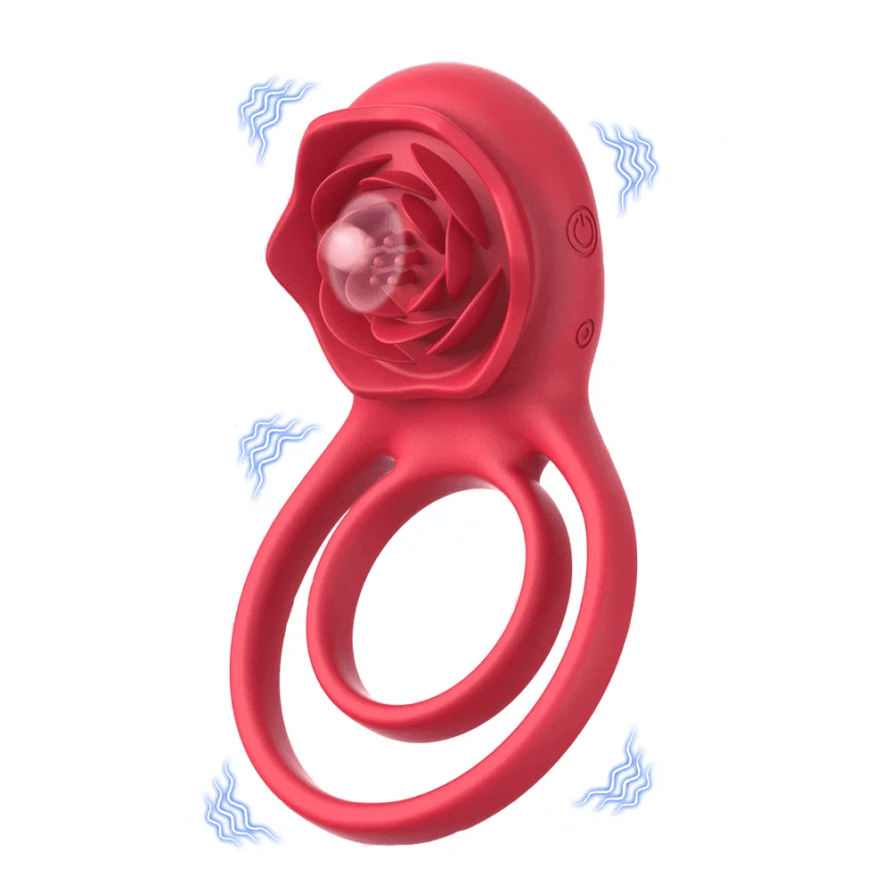 Evolved Dual Loop Rose Cock Ring Couples Vibrator with 10 Vibrations