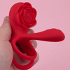 Dual Romance Double Penis Rings Combined with Rose Clitoral Stimulator