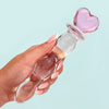 Pink Heart Crystal Glass Pleasure Wand Dildo Penis, Pink (8.3inch)