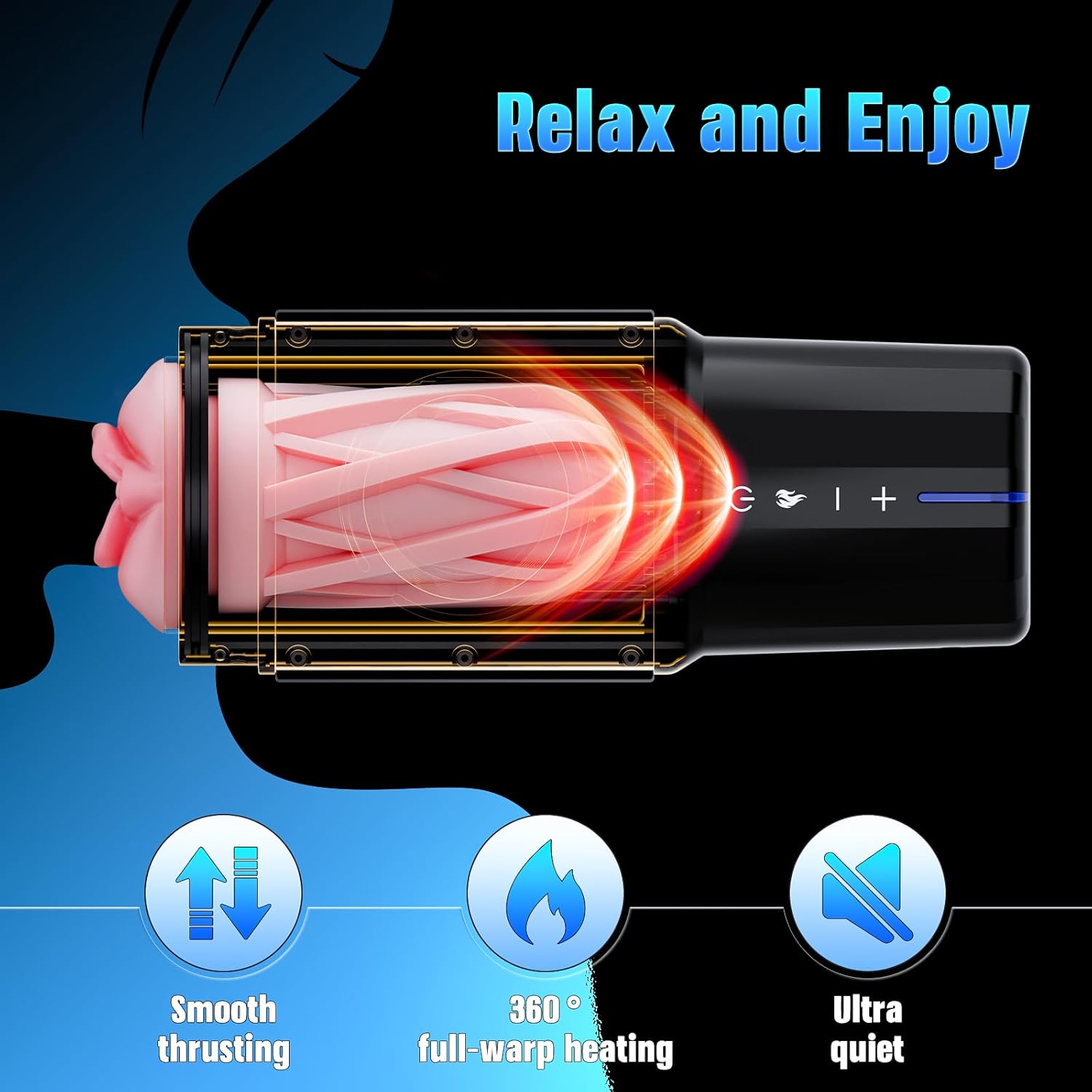 Thrusting Male Masturbator with Heating – 550 Strokes/Min Quiet Brushless Motor & Magnetic Phone Holder