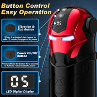 Iron Man 10 IN 1 Upgrade Pleasure System Male Masturbator with 5 Rub & 5 Vibration