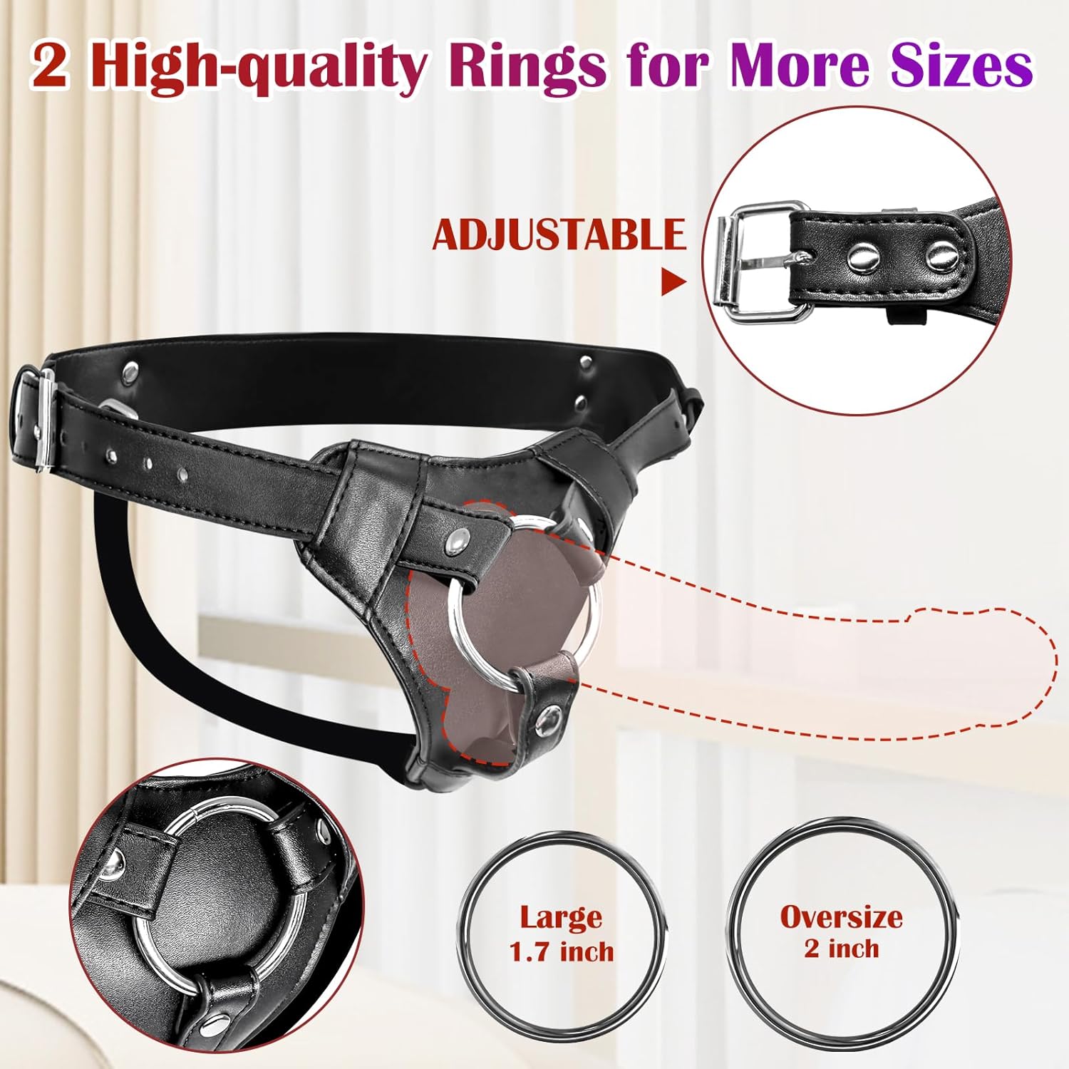 Adjustable Leather Strap On Harness for Couples