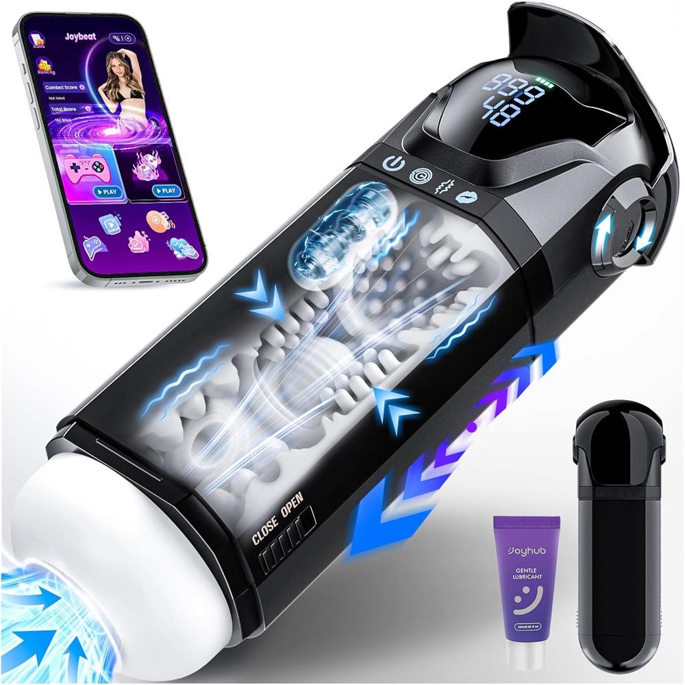 9IN1 Adjustable Helmet Throated Swallowing Male Masturbator with 9 Sucking & Thrusting & Vibrating (<50 dB)